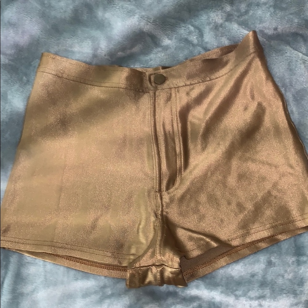 American Apparel Gold Disco Shorts